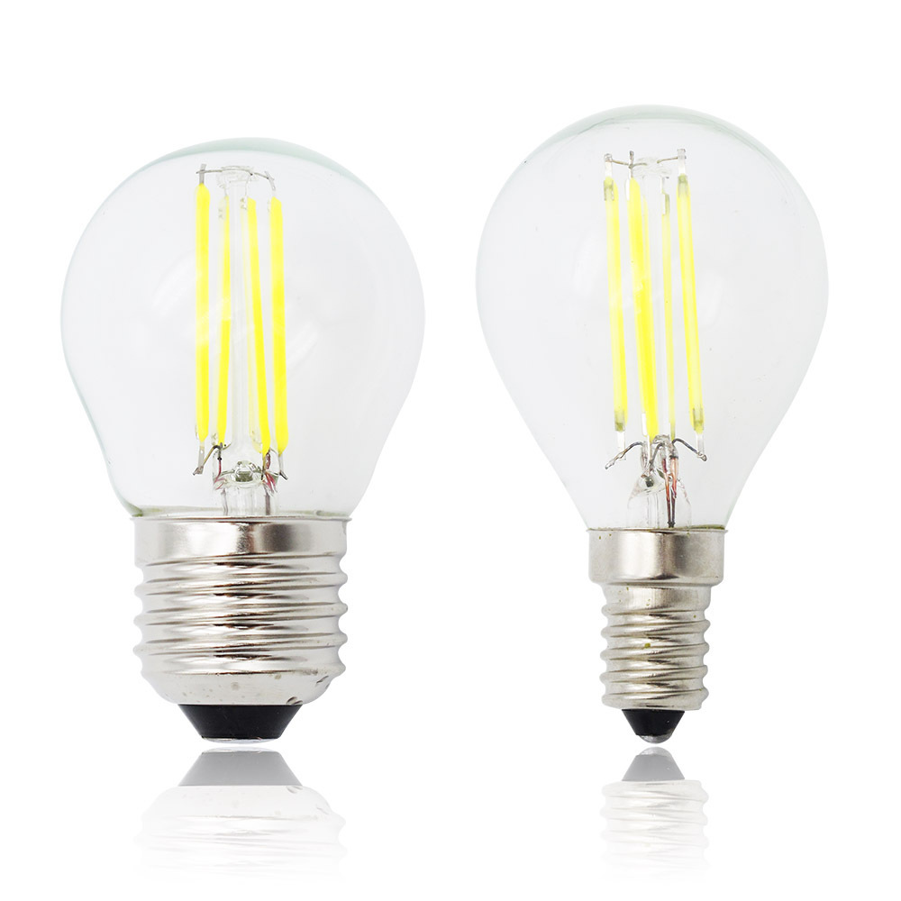 Dimmable Edison LED Filament Bulb Lamp Clear Glass 2W 4W 6W Warm / Cool White E12 E14 Base G45 Small Globe Bulb