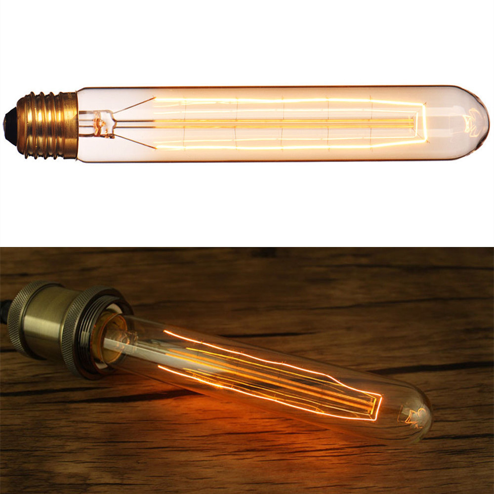 Vintage Style Long Tube Edison Light Bulbs T30 185mm 25W 40W 60W Tungsten Filament Retro Edison Incandescent Bulb