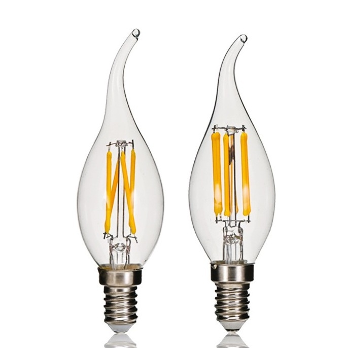 C35 LED 6W Filament Candle Light Bulb, E12 E14 LED Candelabra Base Lamp, 60Watts Incandescent Replacement Bulb