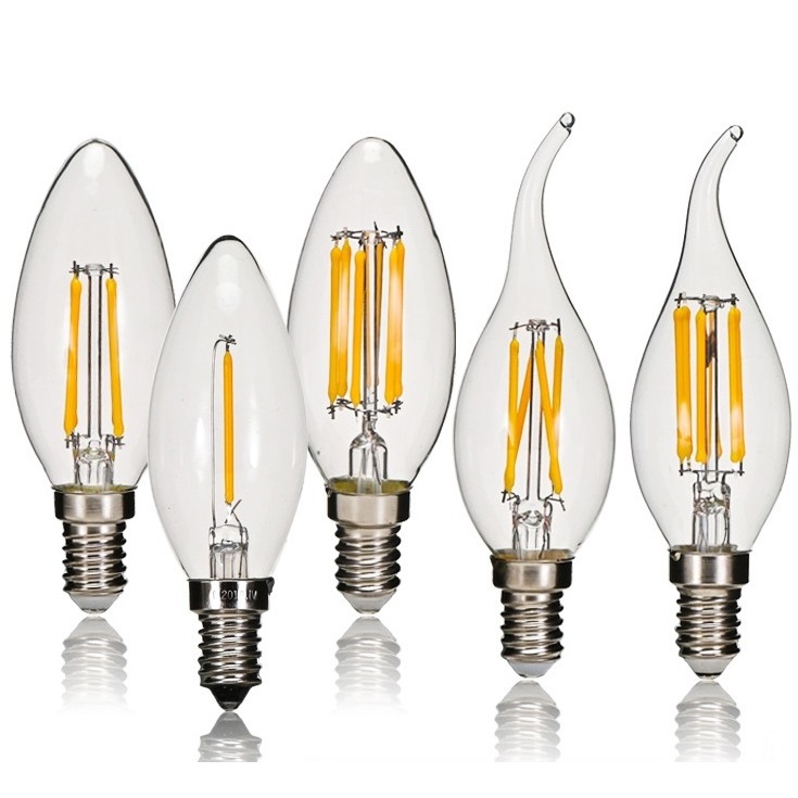 C35 LED 6W Filament Candle Light Bulb, E12 E14 LED Candelabra Base Lamp, 60Watts Incandescent Replacement Bulb