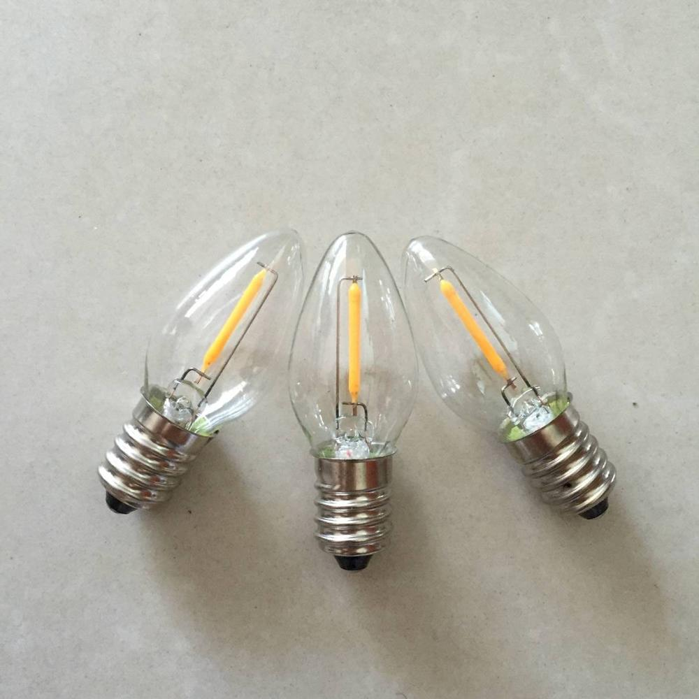 C7 Candelabra Lamp Filament LED Bulb 0.5W 1W E12 E14 Vintage Edison Mini Candle LED Christmas Night Light Replacement Bulbs