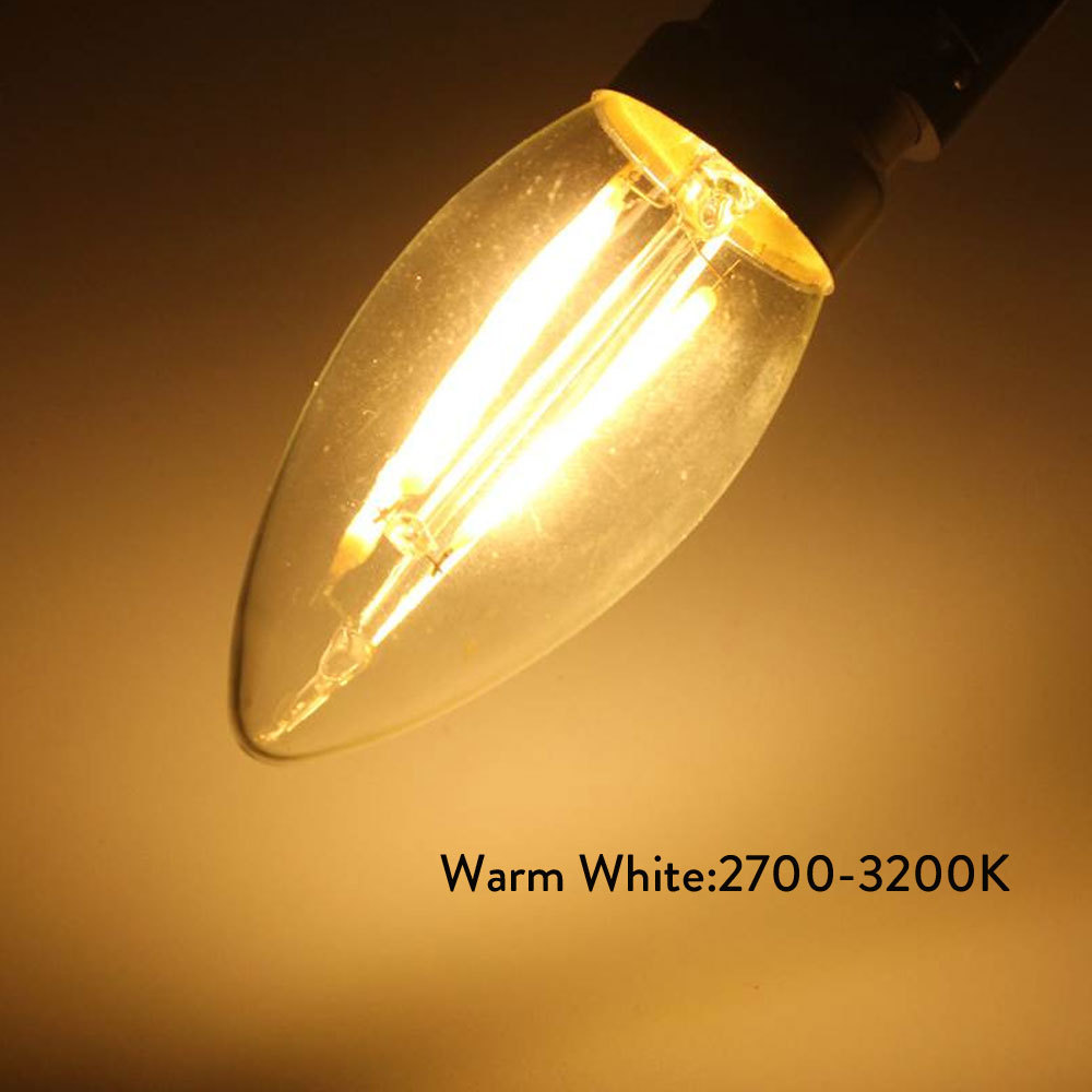 LED Tip Candle Lamp E14 2W 4W Dimmable Filament LED Light Edison Bulb C35 220V Chandelier Decorative Retro Light