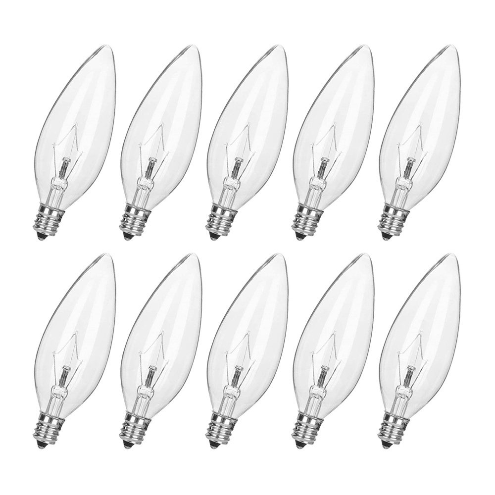 25 Watt 40 Watt 60 Watt Torpedo Candelabra Light Bulbs 120V E12 Base Dimmable Decorative Chandelier Lamp Incandescent Bulbs C32