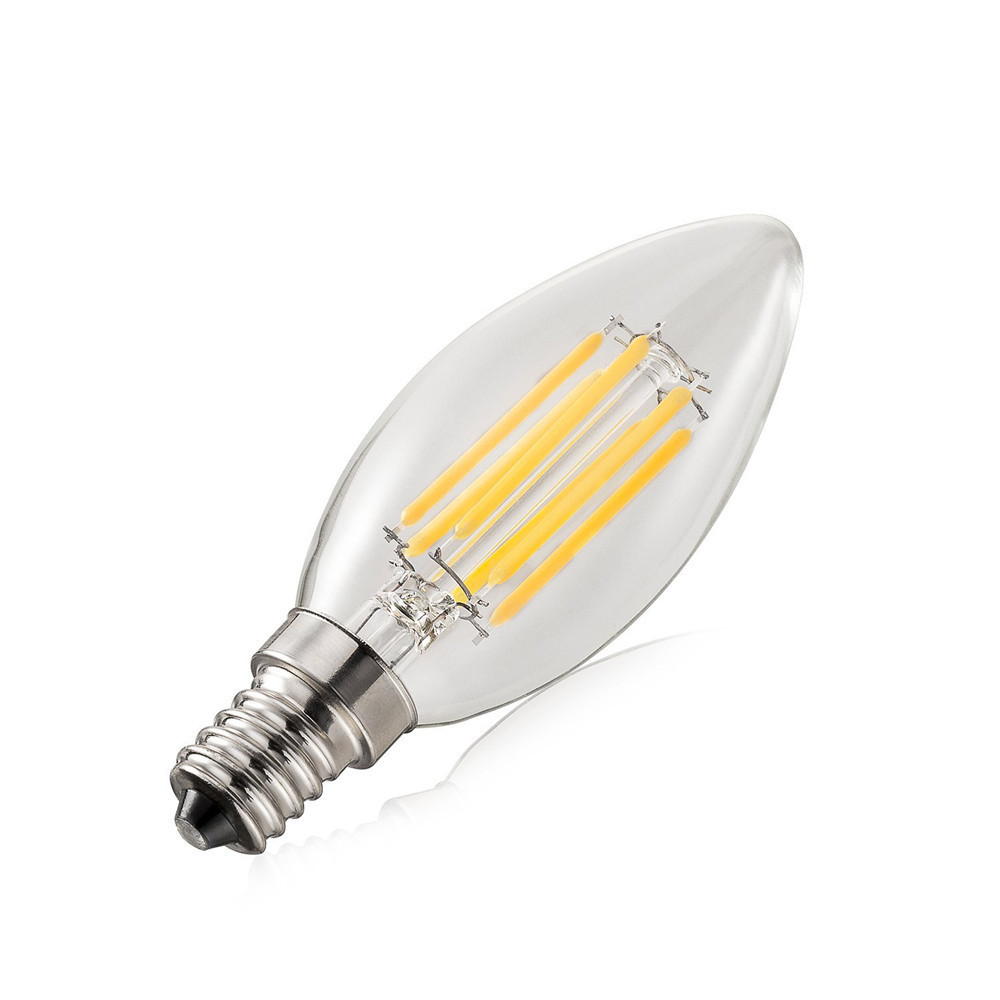 Retro Lamp LED Candle Bulb C35 E12 E14 E26 E27 B15 B22 Base 2W 4W 6W Clear Glass Soft Warm White LED Filament Edison Light Bulb