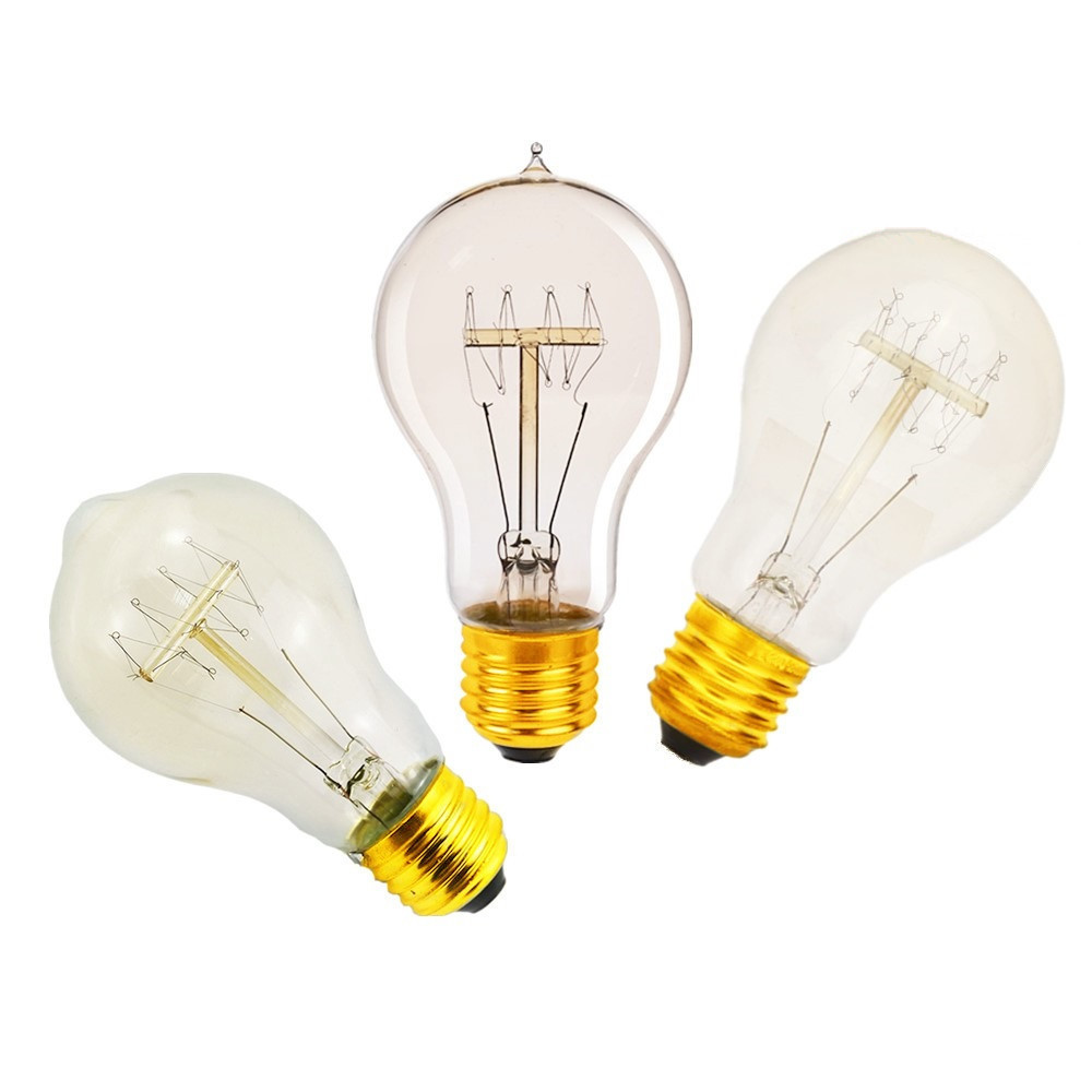 Old Fashioned Amber Glass Dimmable Edison Light Bulb A19 40W 60W Antique Vintage Style Incandescent Light Bulbs E26 Edison Bulbs