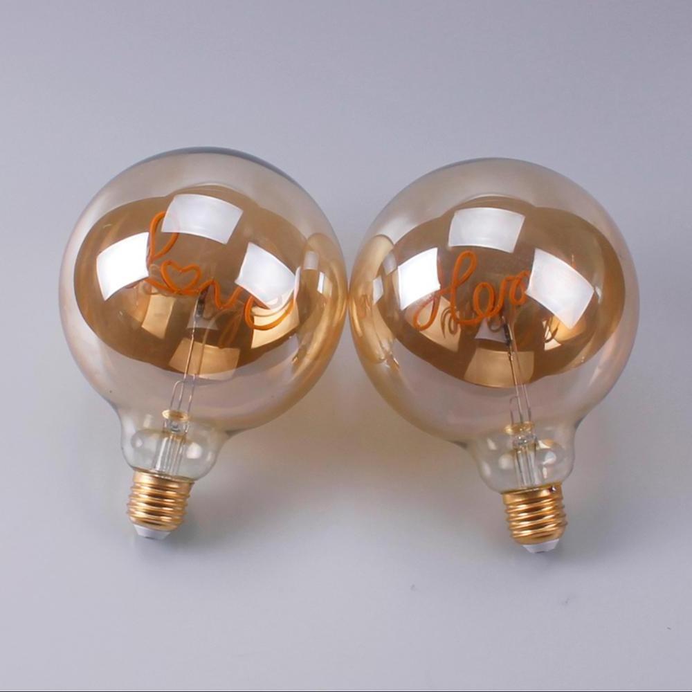 G125 LED Globe Bulb LOVE LED Soft Filament Flexible Filament Lamp Decorative Lamp g125 Heart-shaped filament lamp