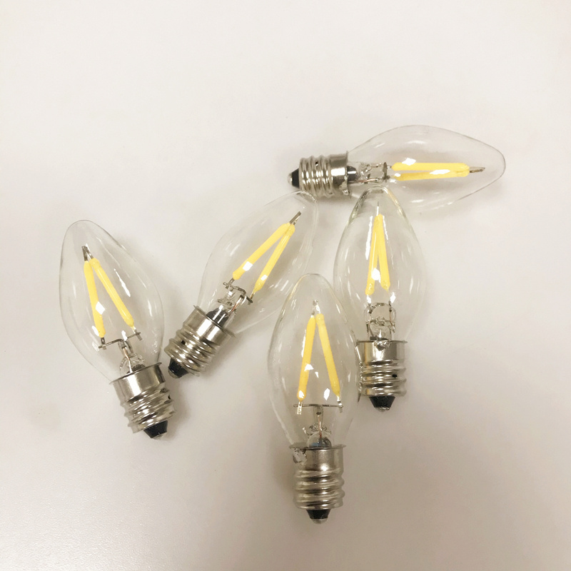 C7 LED Filament Bulb 1W 110V Vintage E12 E14 Candelabra Base Mini Candle Shape LED Night Light Replacement Bulbs Indicator Lamp