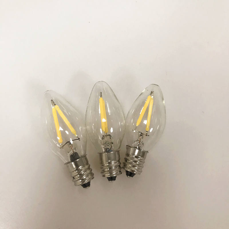 C7 LED Filament Bulb 1W 110V Vintage E12 E14 Candelabra Base Mini Candle Shape LED Night Light Replacement Bulbs Indicator Lamp