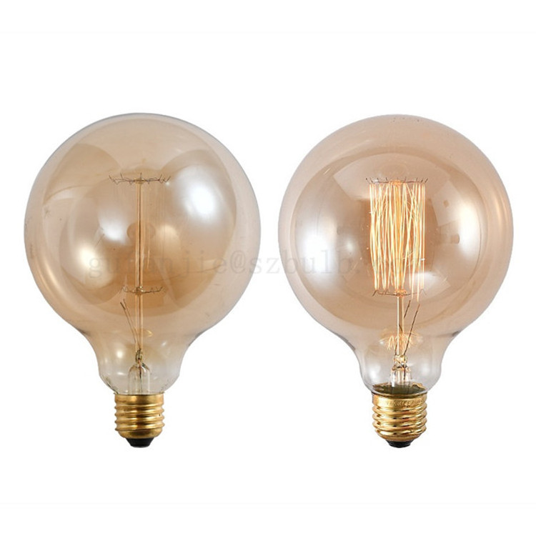 E27 Base Antique Vintage Style Extra Large Edison Bulb 40W G125 Spiral Filament Vintage Lamp 220V Round Incandescent Light Bulb