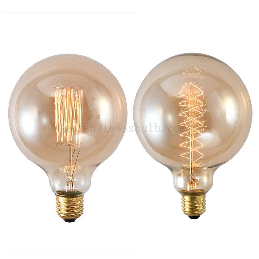 E27 Base Antique Vintage Style Extra Large Edison Bulb 40W G125 Spiral Filament Vintage Lamp 220V Round Incandescent Light Bulb