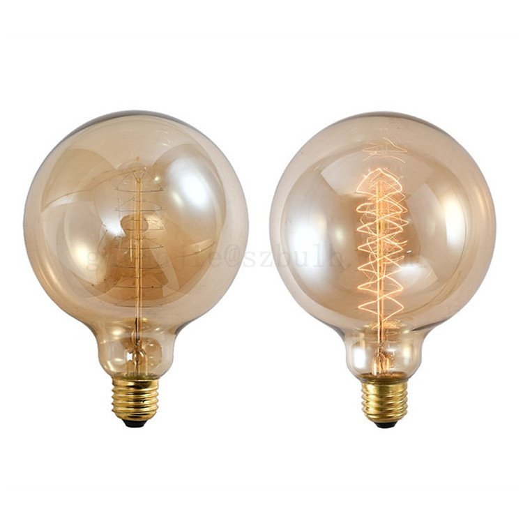 E27 Base Antique Vintage Style Extra Large Edison Bulb 40W G125 Spiral Filament Vintage Lamp 220V Round Incandescent Light Bulb