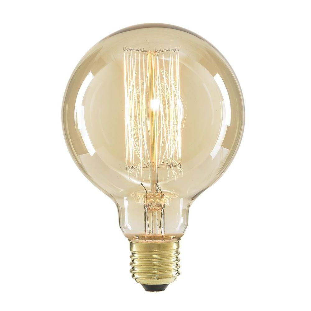 Amber Glass Decorative Squirrel Cage Filament Light Bulb 230V E27 25 Watts Edison Incandescent Bulb G95 Vintage Light Round Bulb