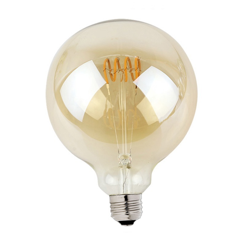 4W Vintage Edison Flexible LED Spiral Filament Bulb E26 E27 B22 Amber Dimmable 2200K Soft Filament LED Edison Bulbs G80 G95 G125