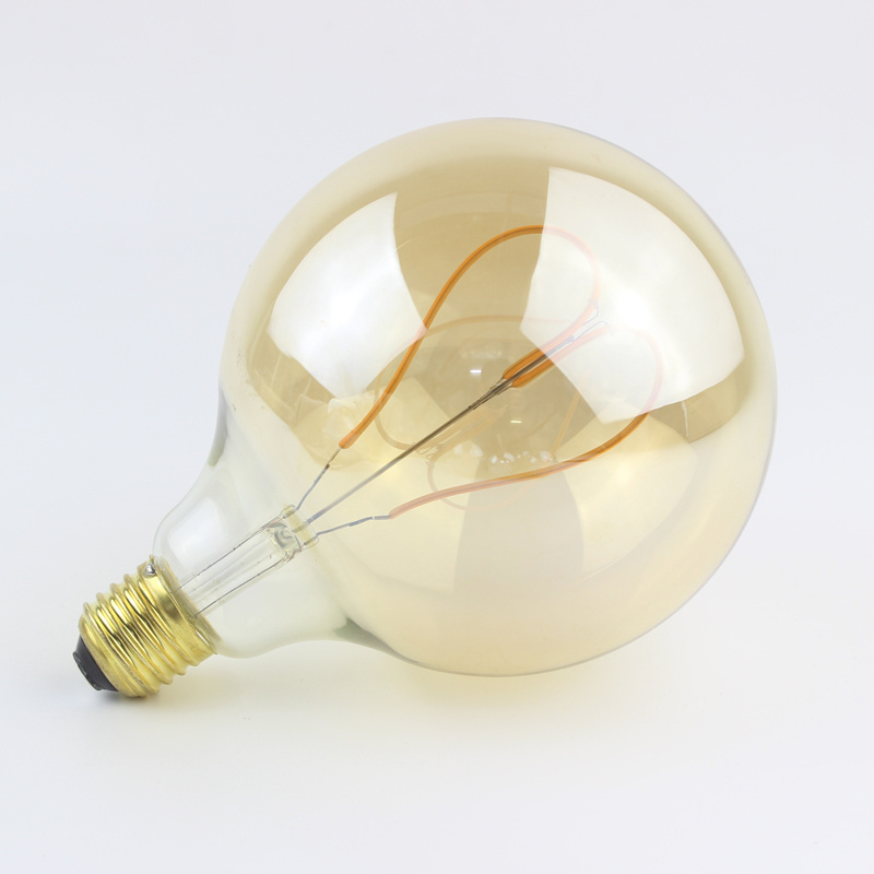 4W Vintage Edison Flexible LED Spiral Filament Bulb E26 E27 B22 Amber Dimmable 2200K Soft Filament LED Edison Bulbs G80 G95 G125