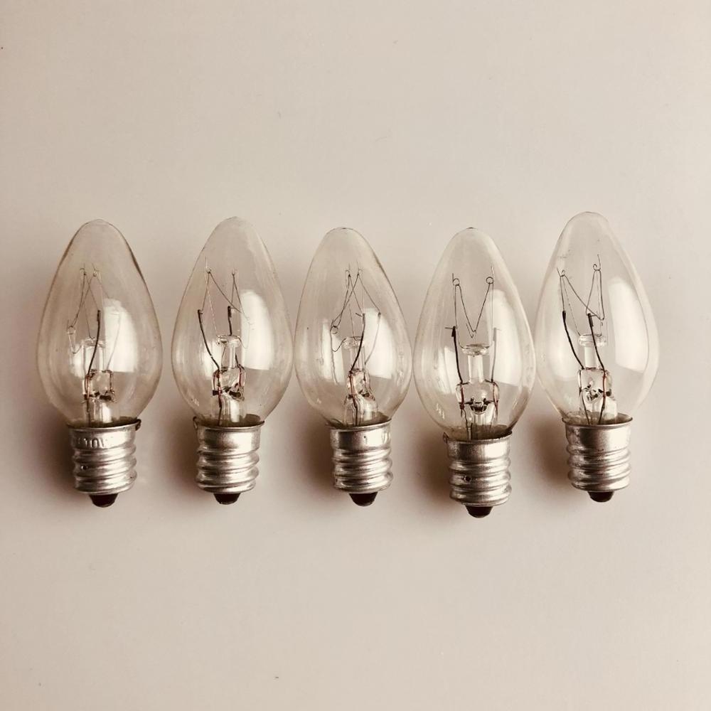 CE RoHS C7 clear small candle bulb E14 E12 base 120V 230V salt lamp incandescent bulb 5W 7W 10W 15W miniature indicator bulb