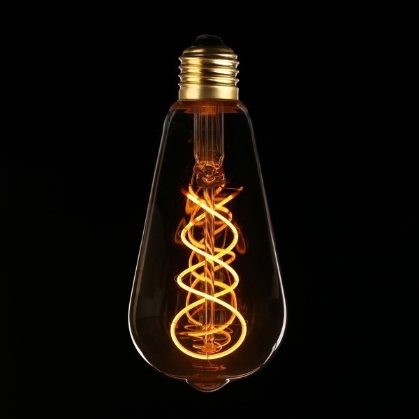 220V E27 4W Dimmable Vintage Edison LED Light Bulb ST64 Antique Spiral Flexible LED Filament Bulb ST19