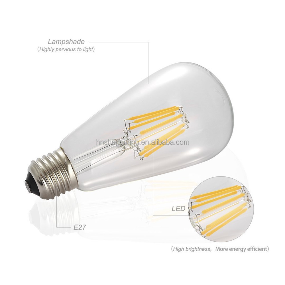 Antique LED Bulb ST64 Clear Vintage LED Edison Bulb 8W Dimmable Edison Style Vintage LED Filament Light Bulb For Decoration Home