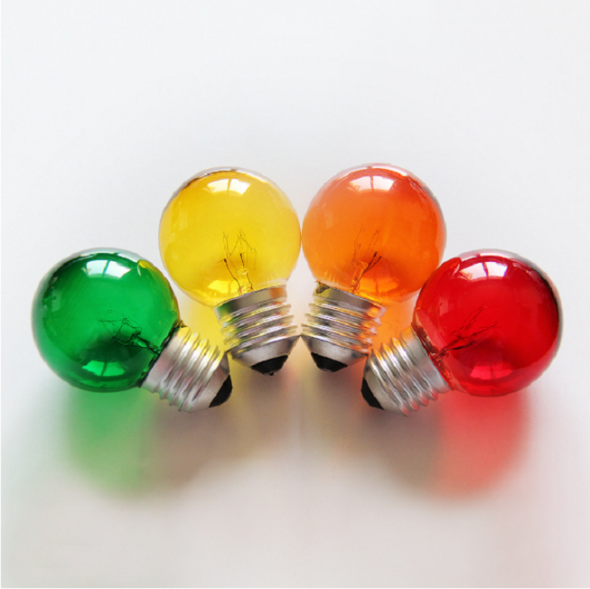 E14 E12 5W 7W 15W incandescent light bulbs G40 G45 small globe colourful bulb red blue green yellow glass lamp