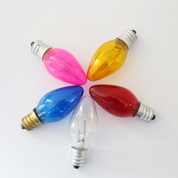 C7 String Christmas Lights Incandescent Bulbs Colored Yellow Blue Red Green Pink Clear Night Light Bulbs E12 E14 5W 7W 10W 15W