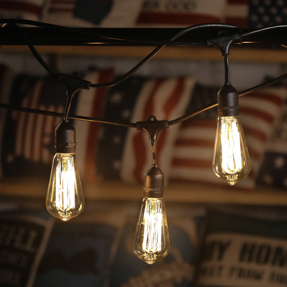 New Products 48ft 15 Dropped Sockets LED Outdoor Commercial String Lights Weatherproof E26 E27 Vintage Edison Bulb