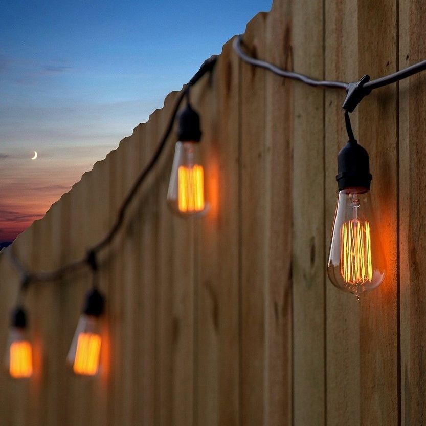 New Products 48ft 15 Dropped Sockets LED Outdoor Commercial String Lights Weatherproof E26 E27 Vintage Edison Bulb