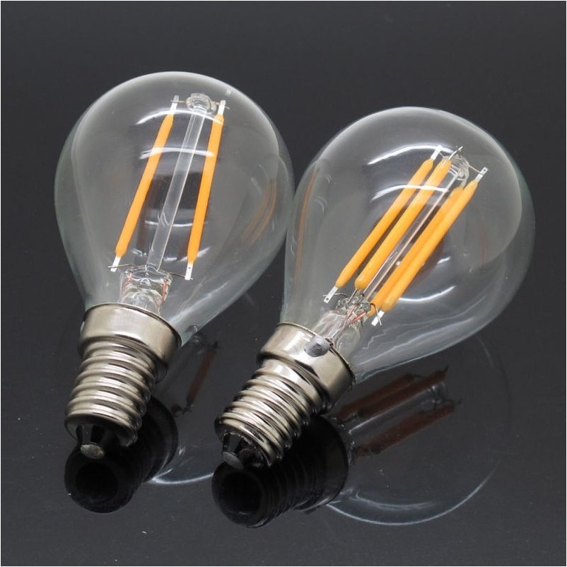 4W Vintage Edison LED Filament Light Bulb Dimmable 2200K E12 E14 Candelabra Base G45/G14 Amber Glass Globe Antique LED Lamp