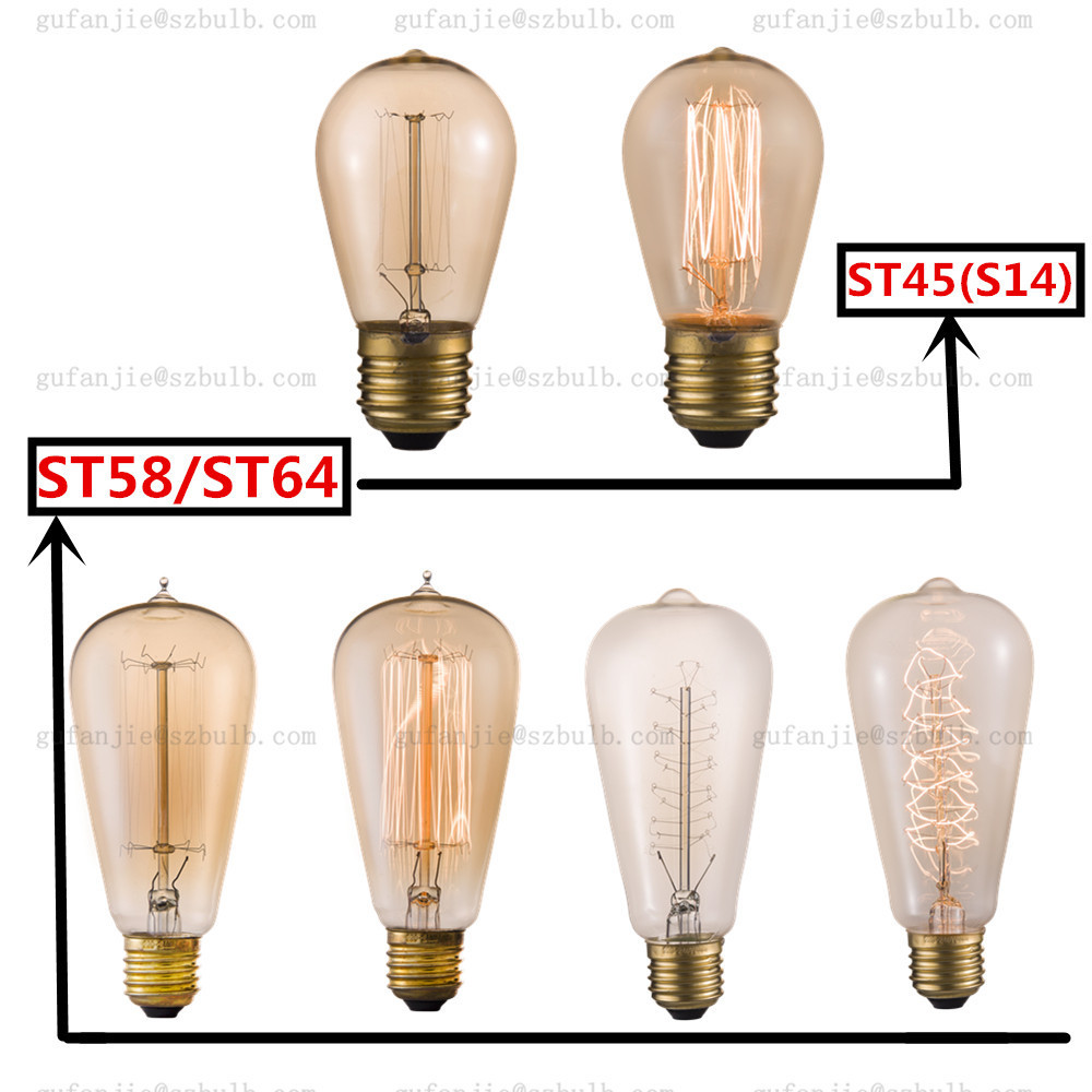 25W 40W 60W Retro Decorative Incandescent Lamp Filament Light Bulb A19 ST58 ST64 G80 G95 G125 T185 T300 T45 Vintage Edison Bulbs