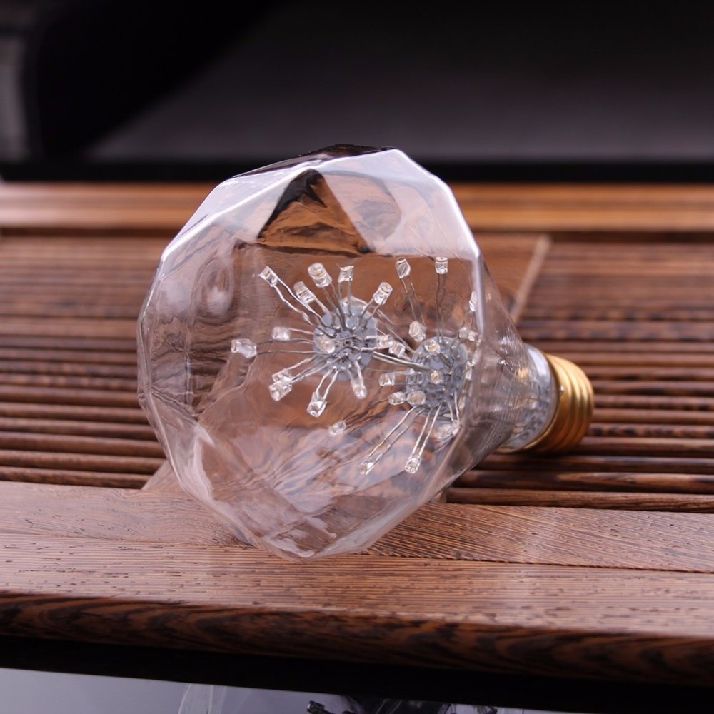 LED Firework Bulb Diamond-shape round Light D95 3W Decorative Retro Lamp E26/E27 LED Sky Stars Bulb