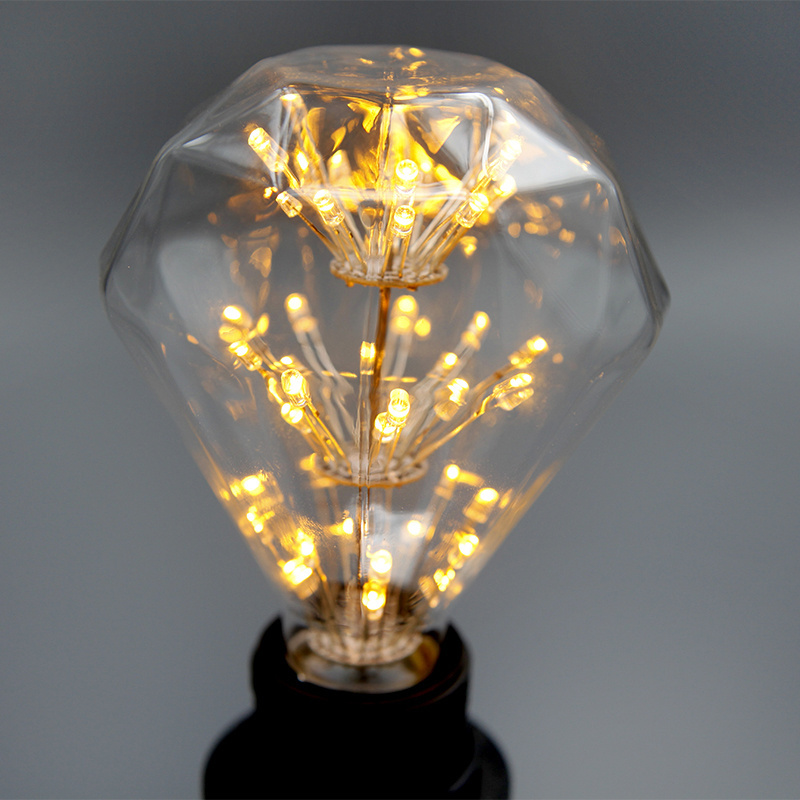 LED Firework Bulb Diamond-shape round Light D95 3W Decorative Retro Lamp E26/E27 LED Sky Stars Bulb