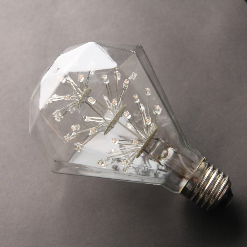 LED Firework Bulb Diamond-shape round Light D95 3W Decorative Retro Lamp E26/E27 LED Sky Stars Bulb