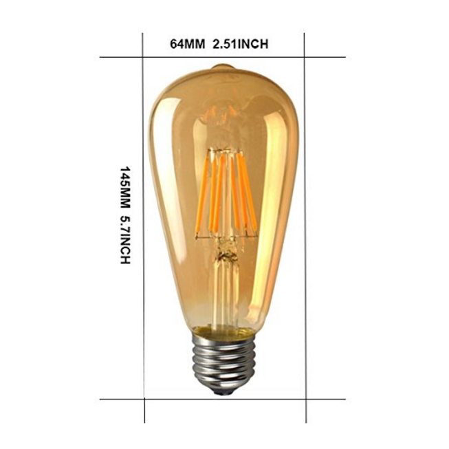 220V E27 LED Filament Bulb Dimmable ST64/ST19 8W LED Vintage Edison Bulb Warm White 2700K Golden Glass LED Light Lamp