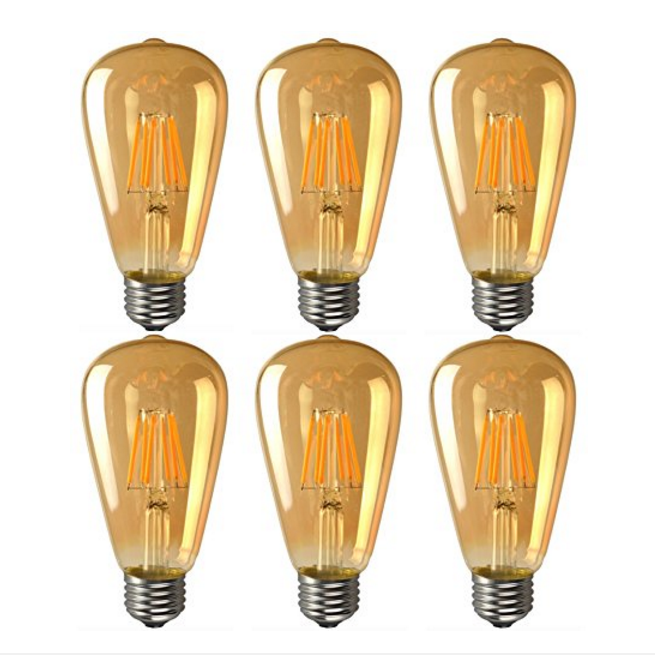 220V E27 LED Filament Bulb Dimmable ST64/ST19 8W LED Vintage Edison Bulb Warm White 2700K Golden Glass LED Light Lamp