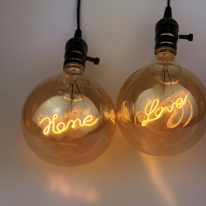 Decorative Single Curved Filament With "Love" "Home" Unique Word Design 5W E27 2000K Vintage Edison LED Golden Light Bulb G125