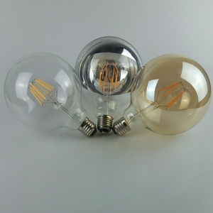 Half Chrome Light Bulb Dimmable LED Edison Bulb 4W 6W 8W G80 G95 G125 Globe Round Mirror Vintage Decorative Light Bulb