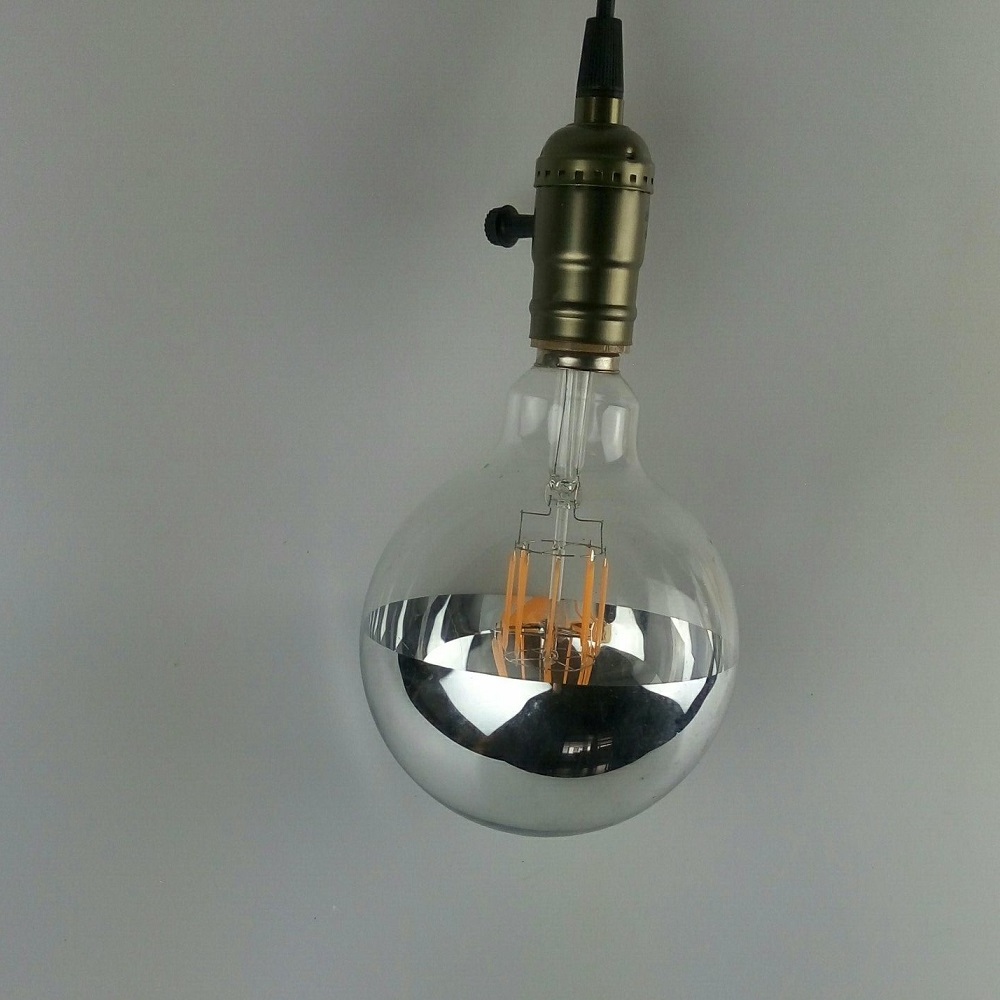 Half Chrome Light Bulb Dimmable LED Edison Bulb 4W 6W 8W G80 G95 G125 Globe Round Mirror Vintage Decorative Light Bulb