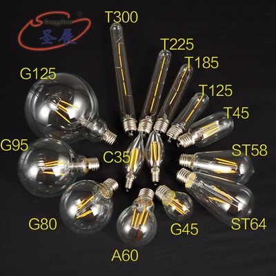 Decorative Glass Ampoules Vintage LED Light Bulb A60 ST64 ST58 C35 G45 G80 G95 T10 T185 T300 Retro Lamp Edison LED Filament Bulb