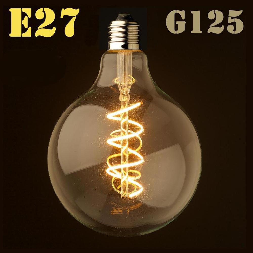 A19 ST64 T30 T45 G80 G95 G125 Dimmable E27/B22 Retro Vintage Flexible LED Edison Spiral Filament Light Bulb