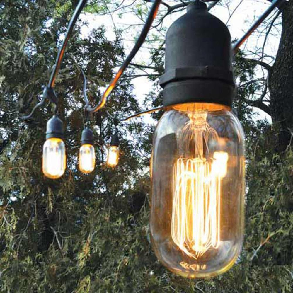 Outdoor Light String E26 E27 S14 Edison Bulb included Christmas Waterproof Connectable String Light