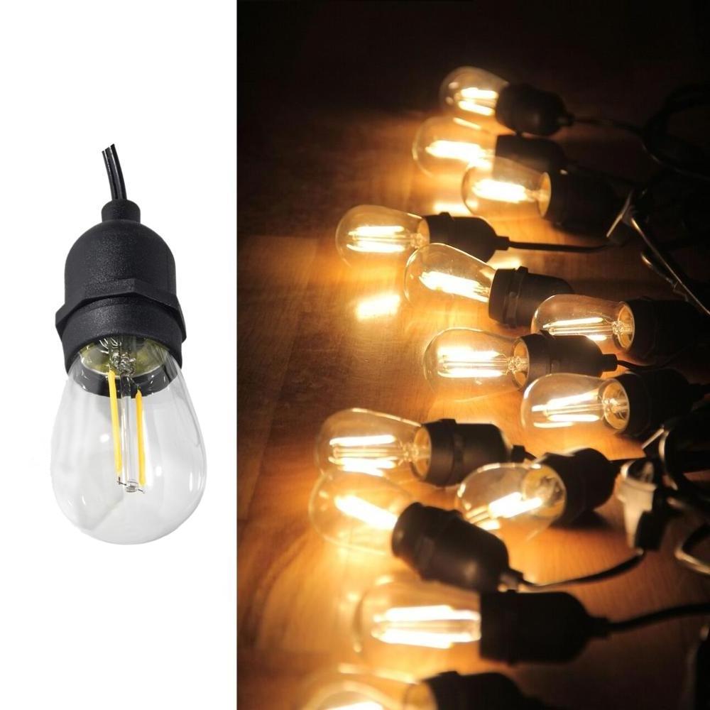 48FT Outdoor Light String E26 S14 Edison Bulb included Christmas Waterproof Connectable LED String Light