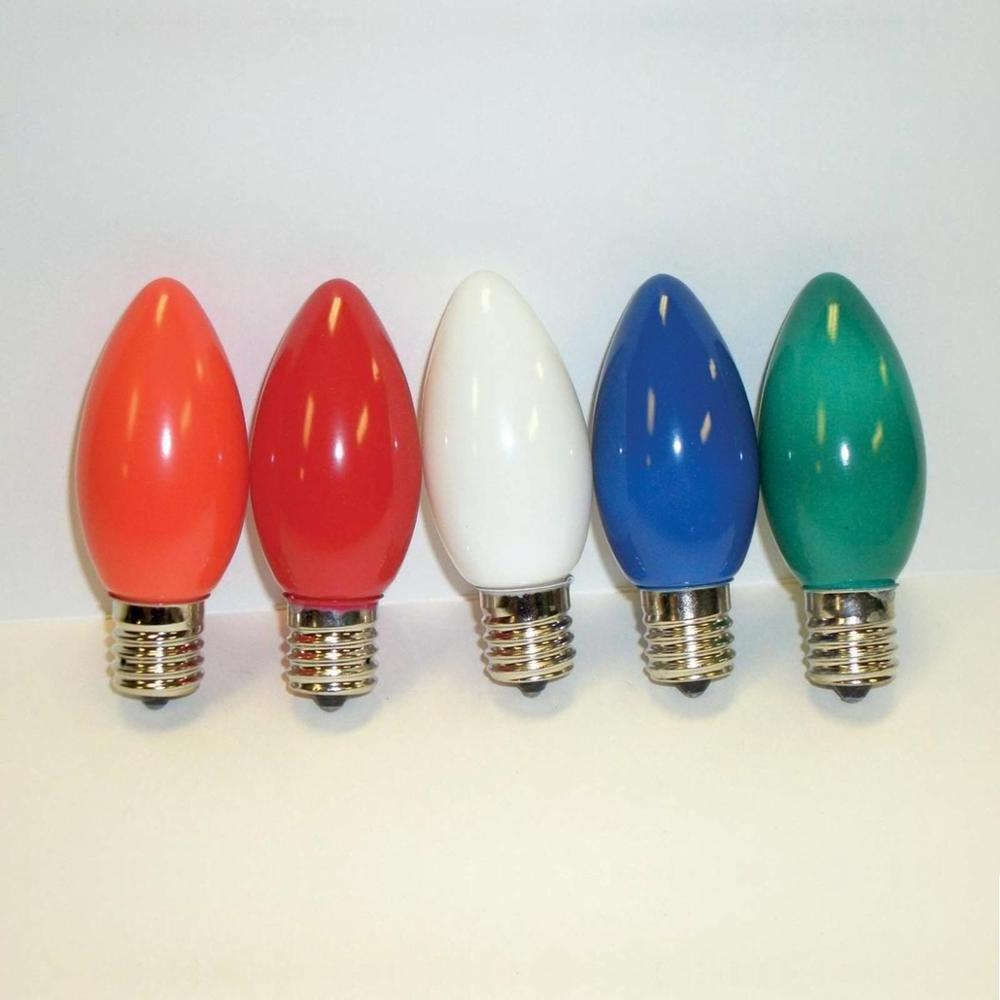 Small Candle Candelabra Night Light Incandescent Bulbs 5W 7W 10W 15W c7 c9 Transparent Or Opaque Ceramic Color Replacement Bulb