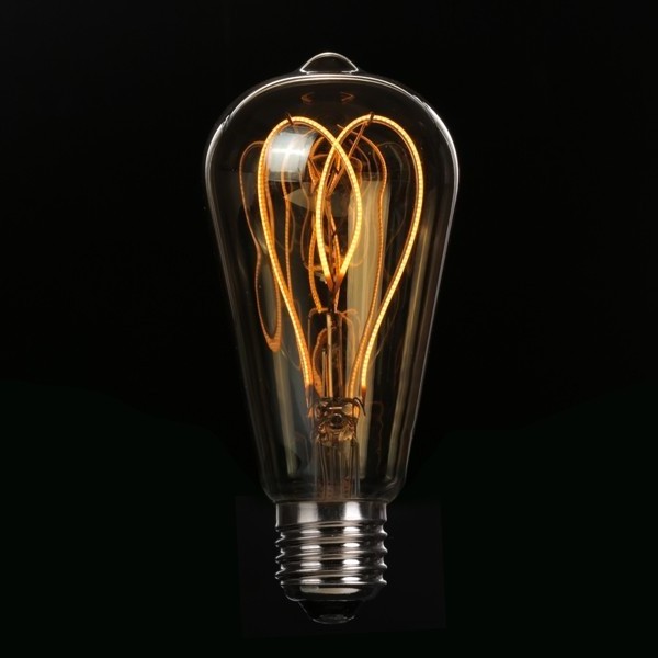 Dimmable 2200K E26 E27 Base Vintage Edison LED Bulb 4W Amber Glass Antique Flexible LED Filament Bulb ST19/ST64