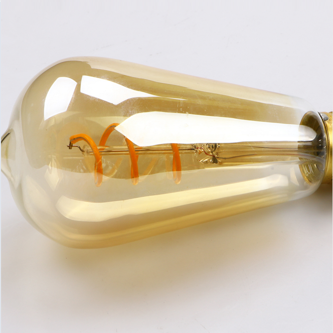 Dimmable 2200K E26 E27 Base Vintage Edison LED Bulb 4W Amber Glass Antique Flexible LED Filament Bulb ST19/ST64