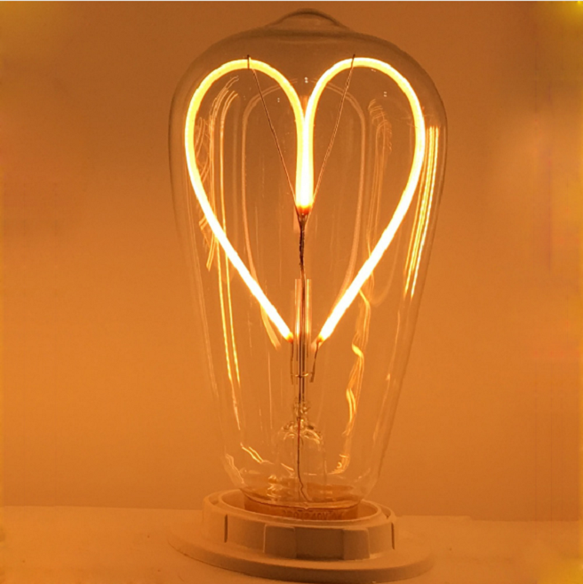 Dimmable 2200K E26 E27 Base Vintage Edison LED Bulb 4W Amber Glass Antique Flexible LED Filament Bulb ST19/ST64