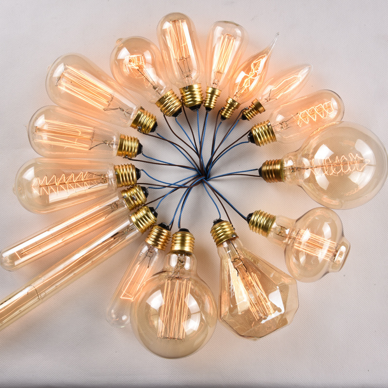 25 watt 40w 60w b22 e26 e27 antique vintage edison light bulbs A19 ST45 ST58 ST64 T20 T30 T38 T45 C35 G80 G95 G125 L80 BT53 BT75