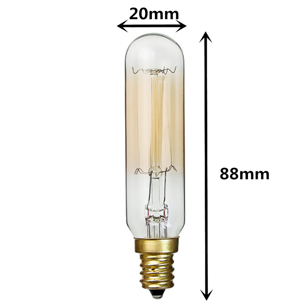 25 Watt 40 Watt 60 Watt Vintage Antique Ediosn Light Bulb E12 E14 Base T20 (T6) Tubular Style Squirrel Cage Filament Edison Bulb