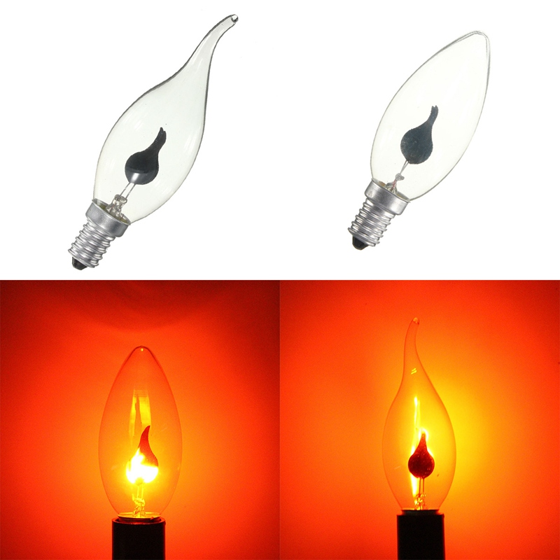 3 Watt 120 volt Flicker Flame Light Bulb E12 Candelabra Base Candle Shaped Flame Bulbs C7 C18 C32 C35