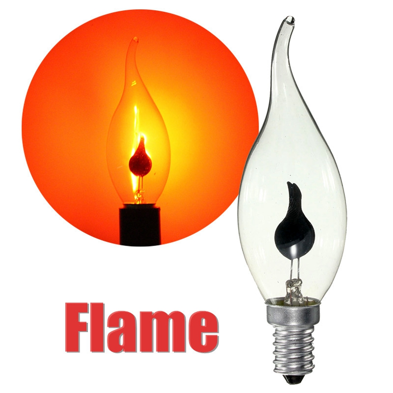 3 Watt 120 volt Flicker Flame Light Bulb E12 Candelabra Base Candle Shaped Flame Bulbs C7 C18 C32 C35