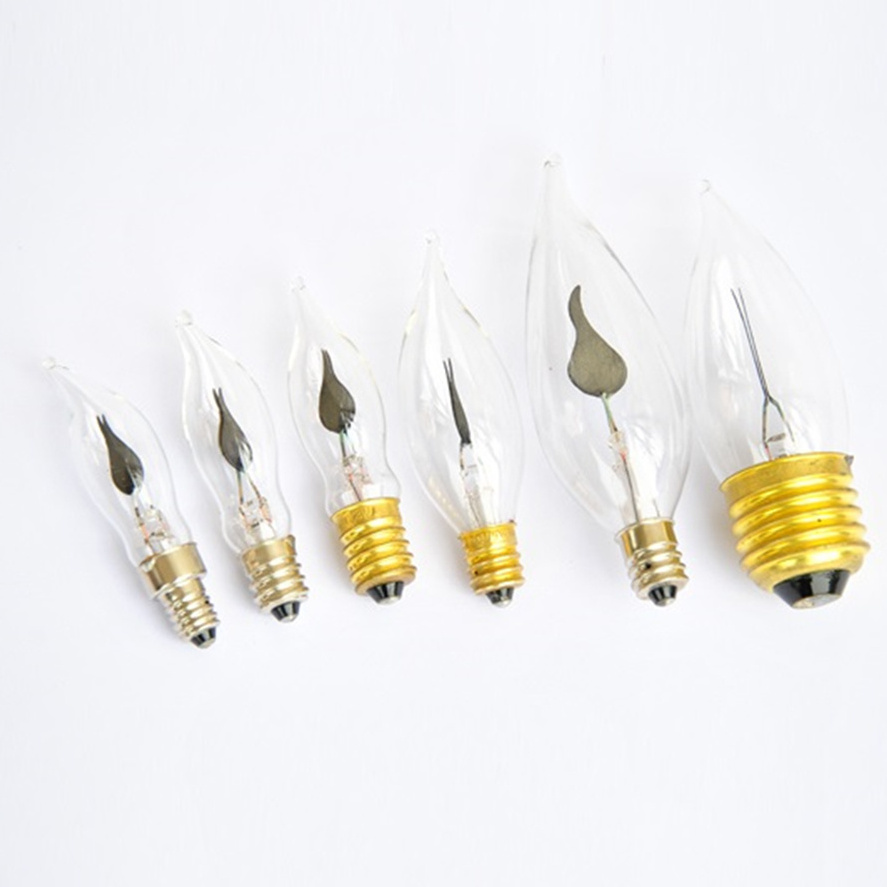 1 Watt 3 Watt 120v 220v Flicker Flame Light Bulb E12 E14 E26 E27 B22 Base Candle Shaped Flame Bulbs C7 C9 C18 C25 C30 C32 C35