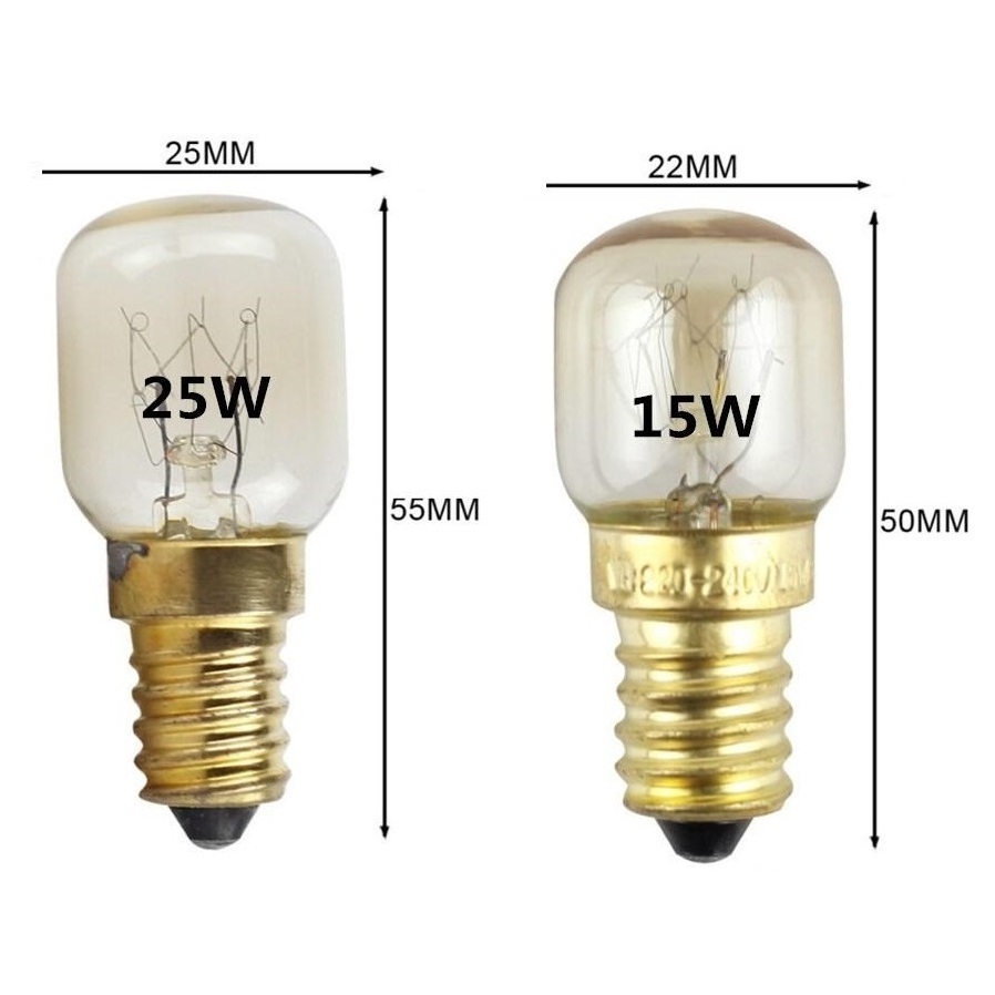 E14 Salt Fridge Freezer Stove Oven Lamp Bulb T22 T25 230V 15W 25W 300 degree Heat Resistant Tubular Oven Incandescent Bulb