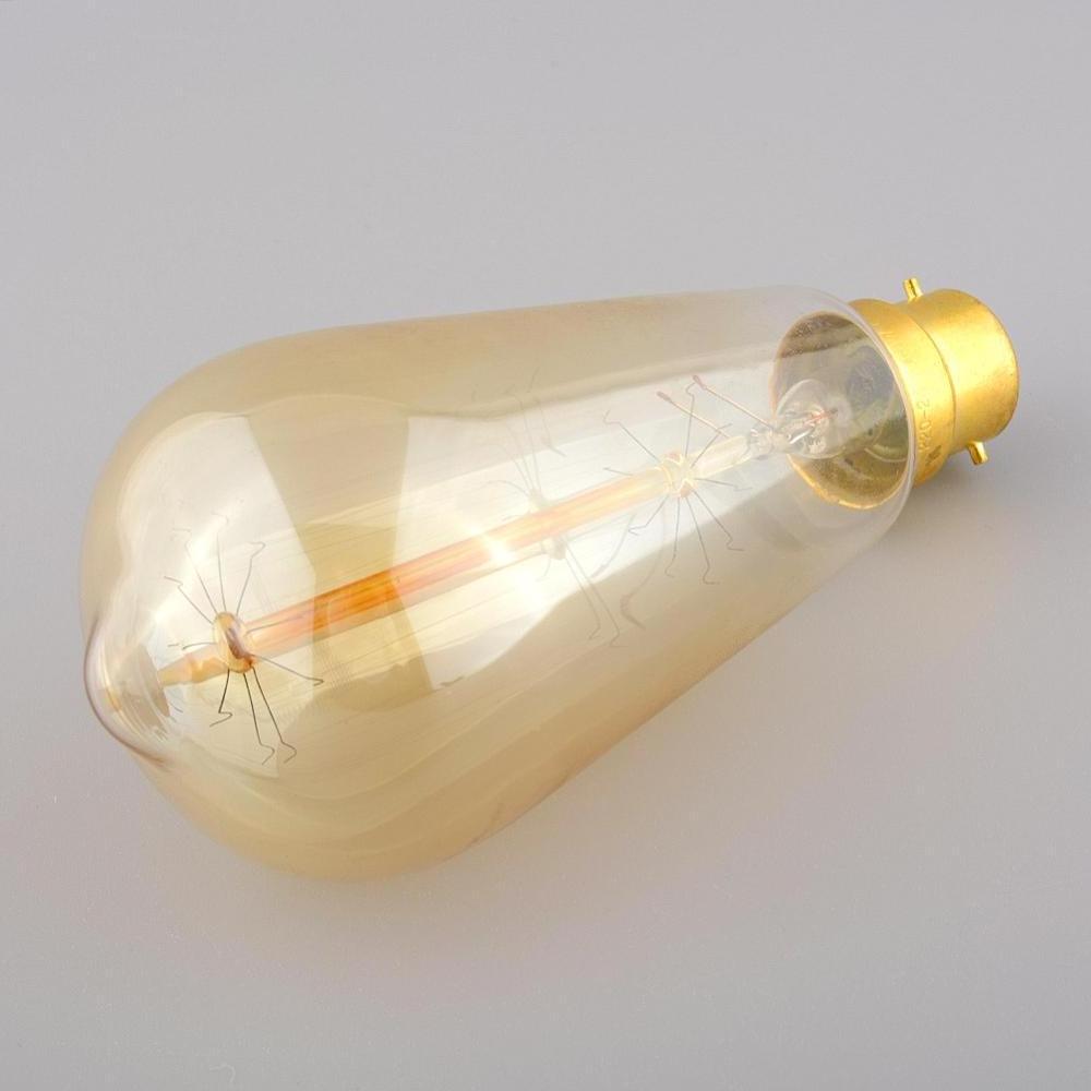 220V B22 Bayonet 40W Edison Pear Bulb Squirrel Cage Filament Old Fashioned Vintage Lamp ST64 Antique light bulbs